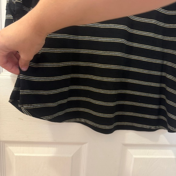 J. Jill Pima Cotton Tie Sleeve Tee Womens Medium Black Striped Blouse Top Casual - Picture 6 of 9